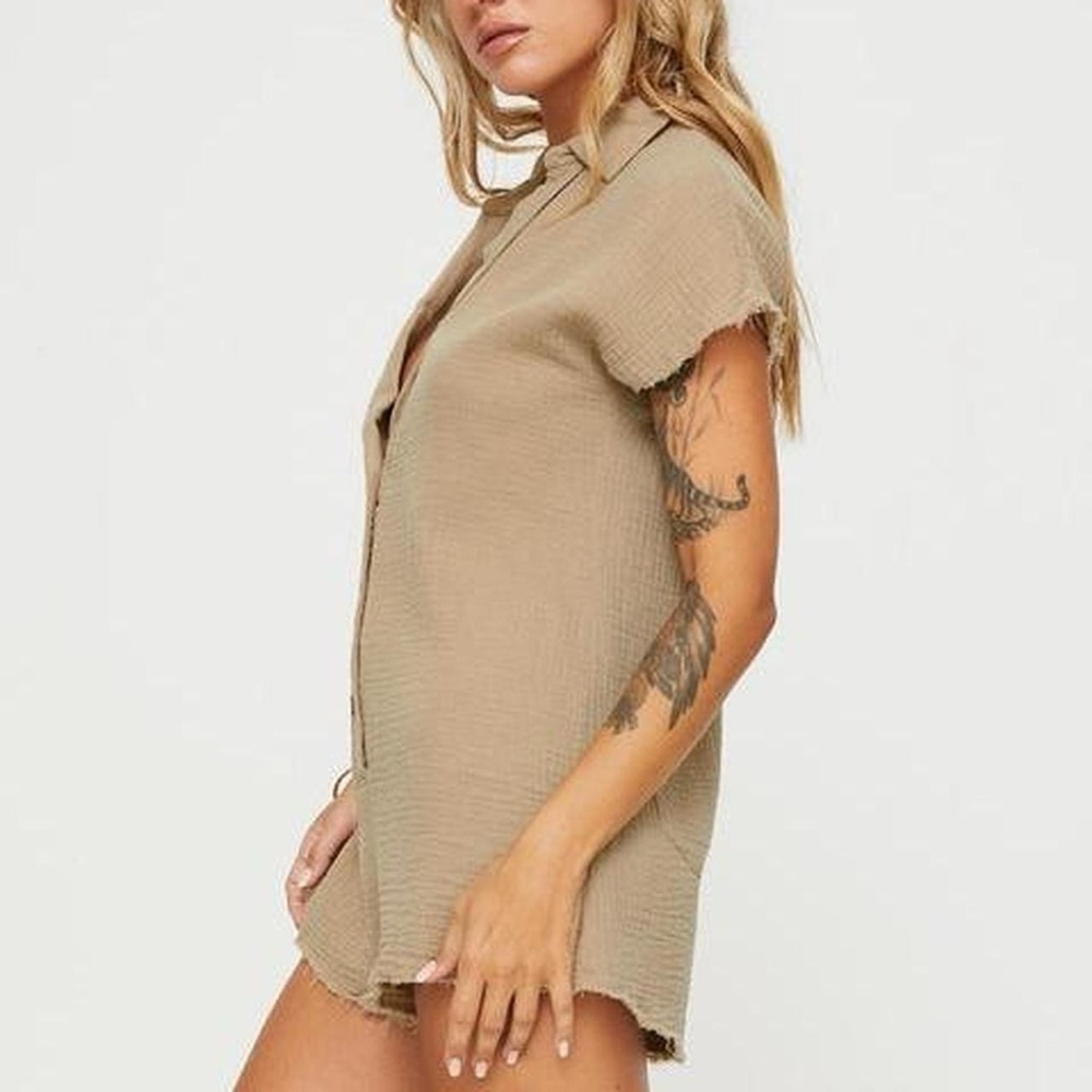 Princess Polly Salt Lake Romper Beige - Picture 3 of 10